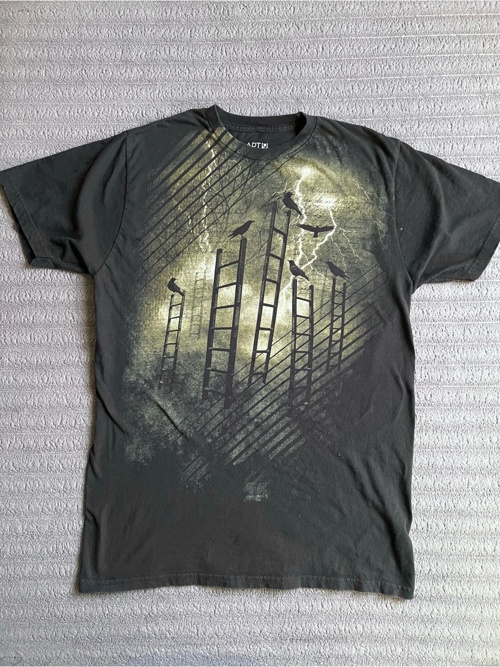 Apt. 9 Y2K Crow Graphic Tshirt Unisex Mens Large Black Grunge Tee